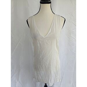 Solitaire Swim White Lace Overlay V Neck Sleeveless Tunic Top‎ Size S